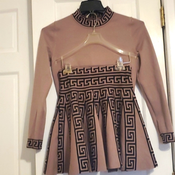 Women Retro Contrast Print Top And Skirt Two-Piece Set S - Picture 1 of 15